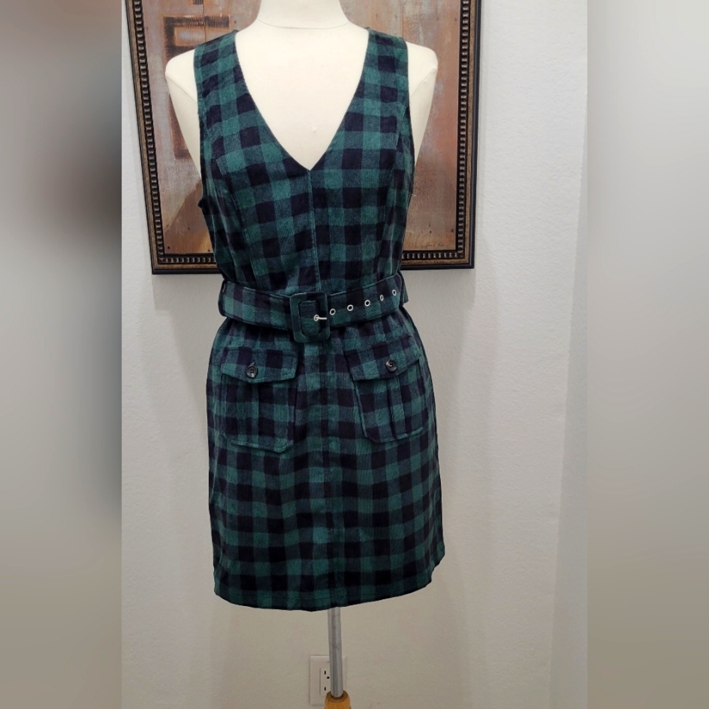 Plaid Mini Dress with Belt